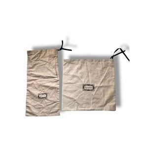 Gucci Dust Bag Lot - 2 Natural Cotton Storage Bags - Shoe 17x8 - Purse 13x13